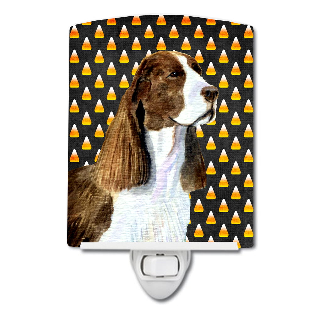 Springer Spaniel Candy Corn Halloween Portrait Ceramic Night Light