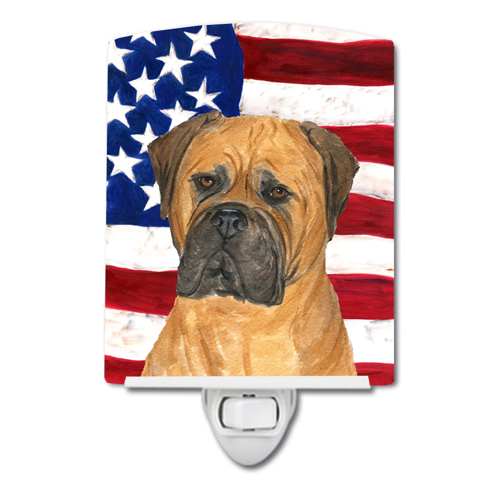 USA American Flag with Bullmastiff Ceramic Night Light