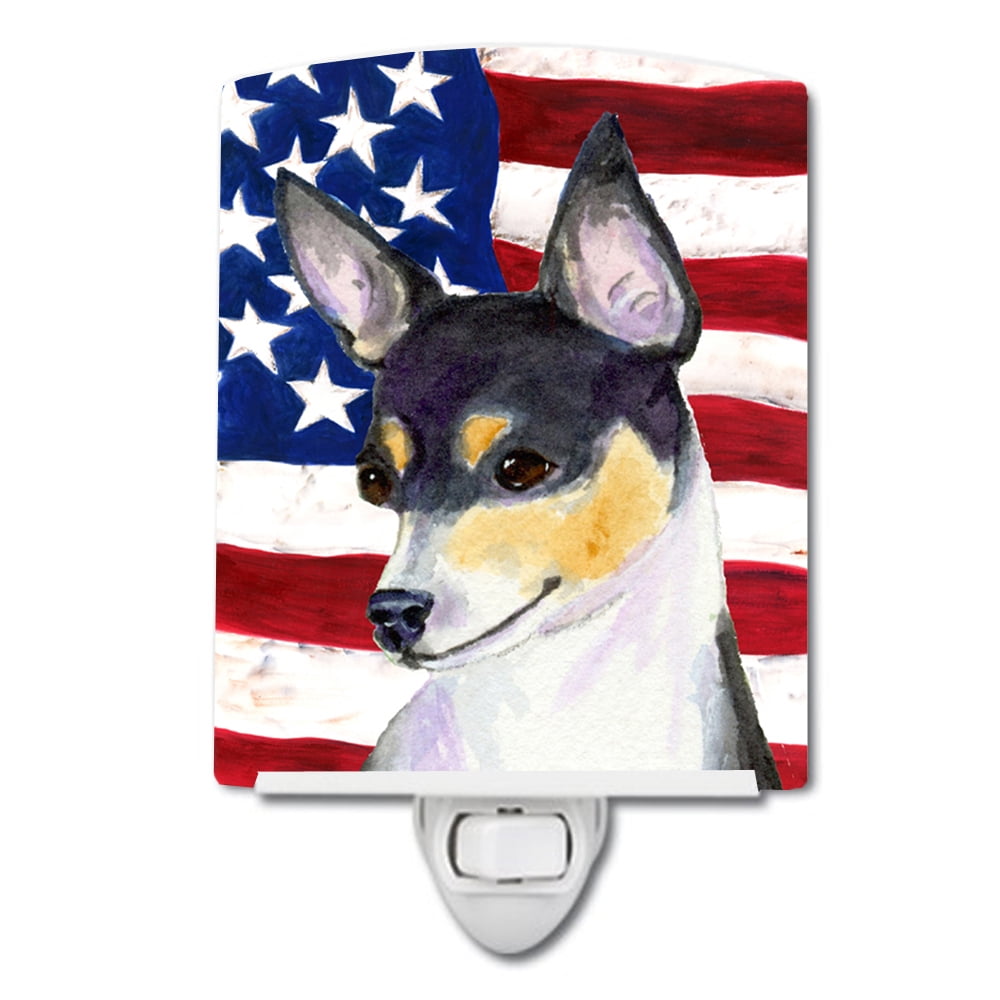 USA American Flag with Fox Terrier Ceramic Night Light