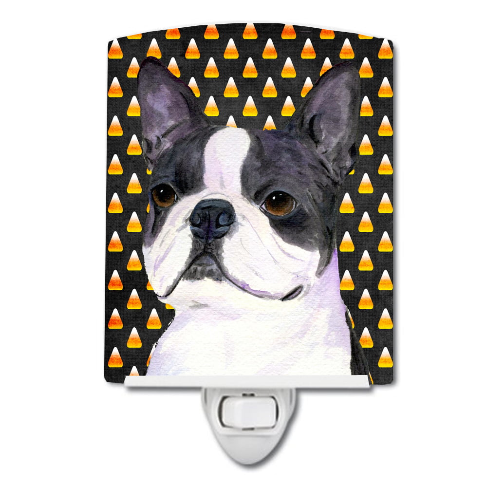 Boston Terrier Candy Corn Halloween Portrait Ceramic Night Light