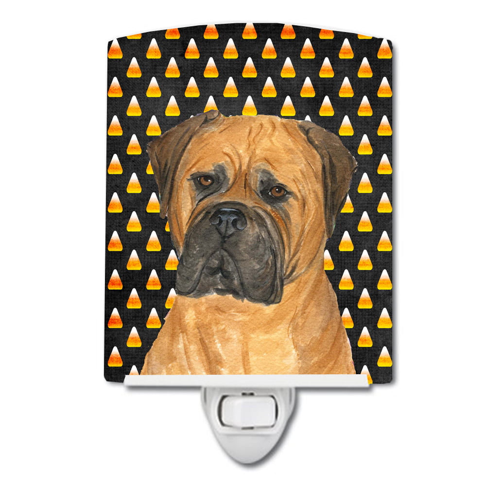 Bullmastiff Candy Corn Halloween Portrait Ceramic Night Light