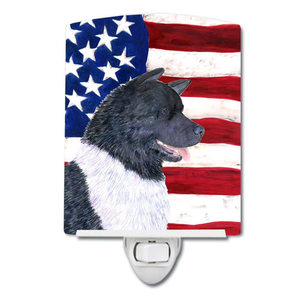 USA American Flag with Akita Ceramic Night Light