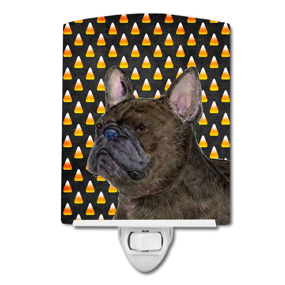 French Bulldog Candy Corn Halloween Portrait Ceramic Night Light