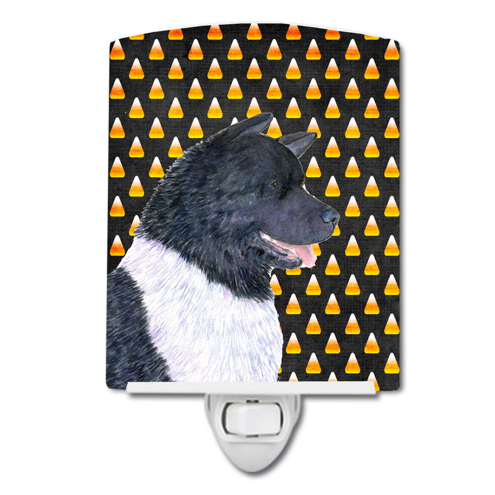Akita Candy Corn Halloween Portrait Ceramic Night Light