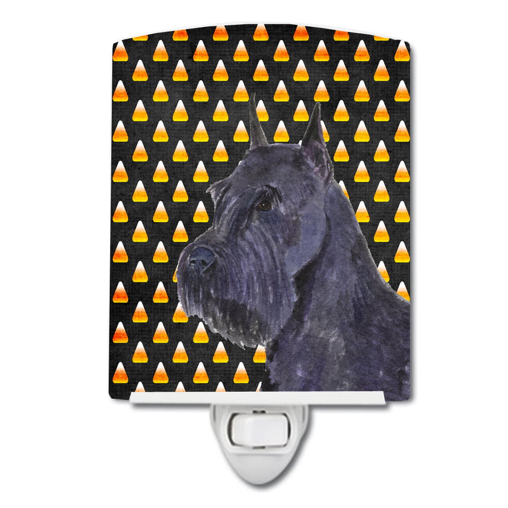 Schnauzer Giant Candy Corn Halloween Portrait Ceramic Night Light