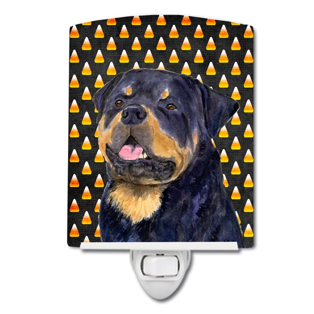 Rottweiler Candy Corn Halloween Portrait Ceramic Night Light