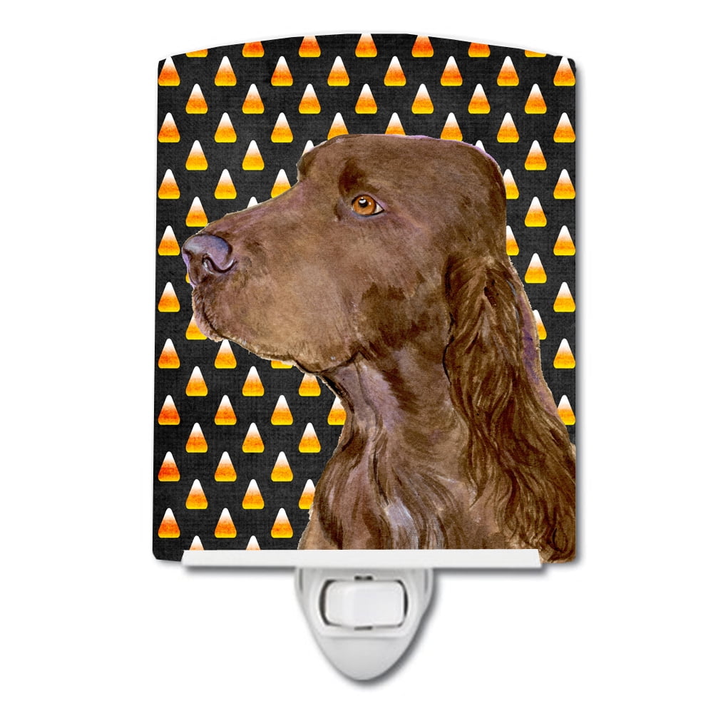 Field Spaniel Candy Corn Halloween Portrait Ceramic Night Light