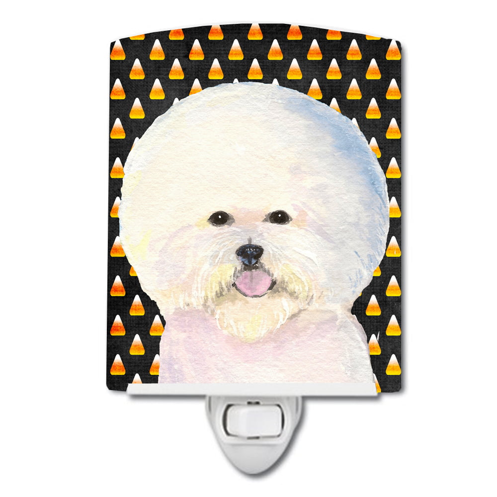 Bichon Frise Candy Corn Halloween Portrait Ceramic Night Light