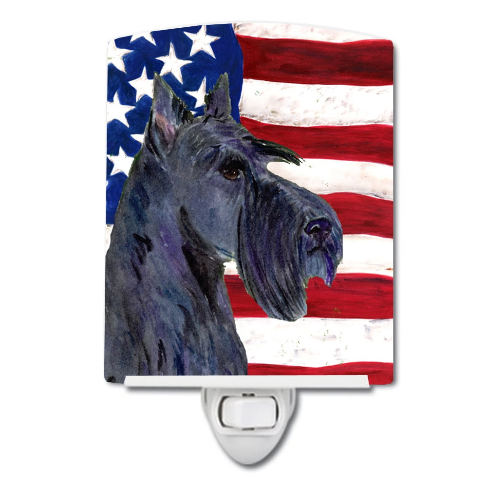 USA American Flag with Scottish Terrier Ceramic Night Light