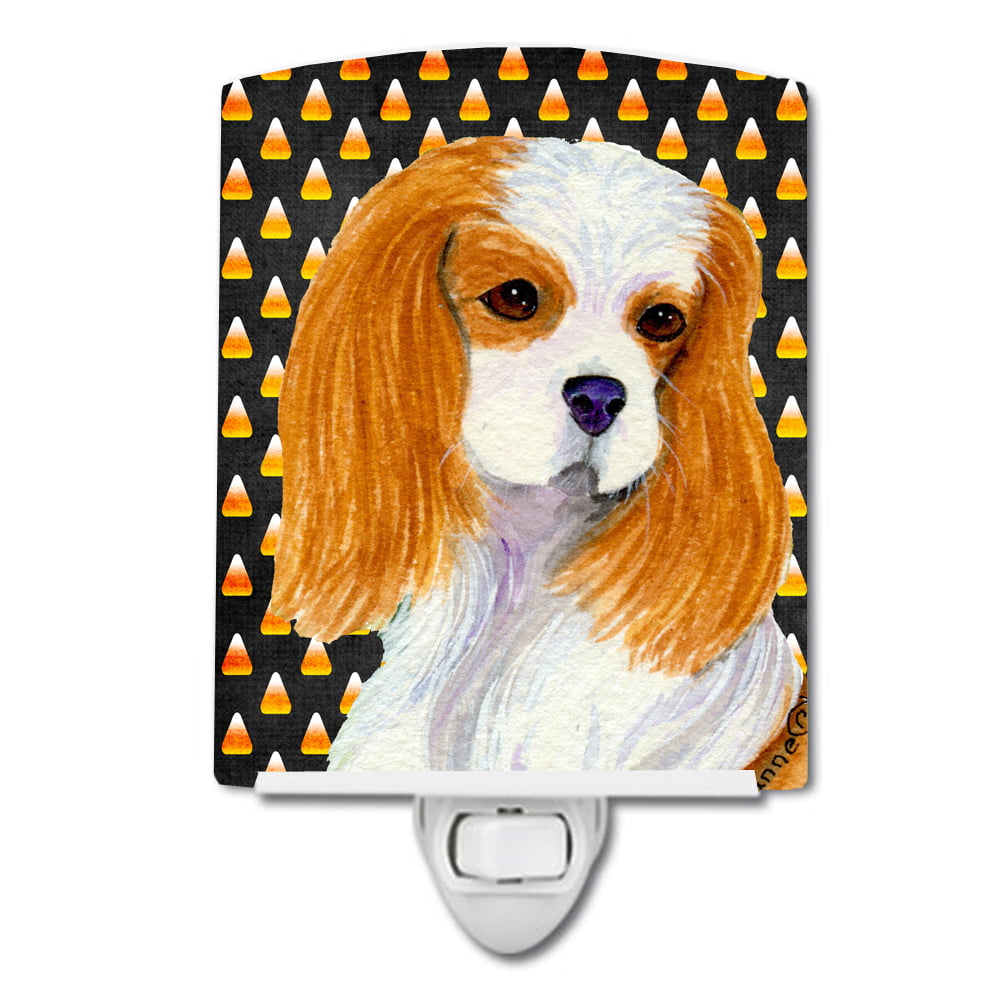 Cavalier Spaniel Candy Corn Halloween Portrait Ceramic Night Light