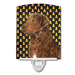 Chesapeake Bay Retriever Wheaten Candy Corn Halloween Portrait Ceramic Night Light