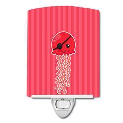 Nautical Pirate Jellyfish Red Ceramic Night Light