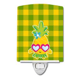 Pineapple Face with Heart Glasses Ceramic Night Light