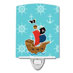 Pirate Ship Blue Ceramic Night Light