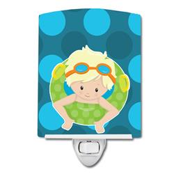 Summer Pool Boy in Tube Blonde Ceramic Night Light