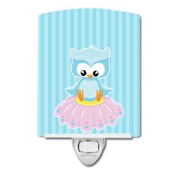 Girl Bird on Blue Ceramic Night Light