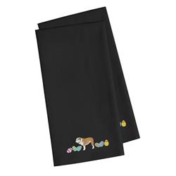 Picture of Carolines Treasures CK1636BKTWE English Bulldog Easter Black Embroidered Kitchen Towel - Set of 2