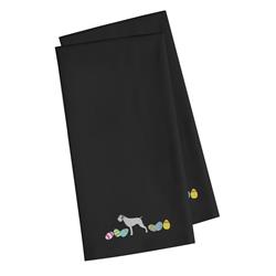Picture of Carolines Treasures CK1645BKTWE German Wirehaired Pointer Easter Black Embroidered Kitchen Towel - Set of 2