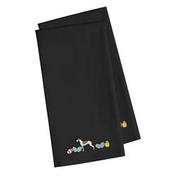 Picture of Carolines Treasures CK1651BKTWE Greyhound Easter Black Embroidered Kitchen Towel - Set of 2