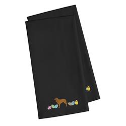 Estrela Mountain Dog Easter Black Embroidered Kitchen Towel - Set of 2