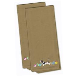 Picture of Carolines Treasures CK1603TNTWE Basset Hound Easter Tan Embroidered Kitchen Towel - Set of 2