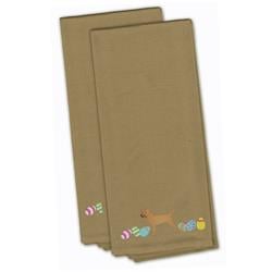 Picture of Carolines Treasures CK1613TNTWE Border Terrier Easter Tan Embroidered Kitchen Towel - Set of 2