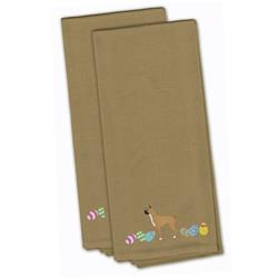 Picture of Carolines Treasures CK1615TNTWE Boxer Easter Tan Embroidered Kitchen Towel - Set of 2
