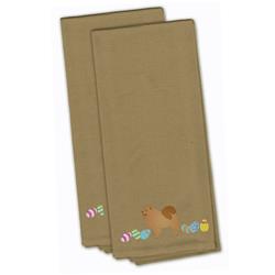 Picture of Carolines Treasures CK1626TNTWE Chow Chow Easter Tan Embroidered Kitchen Towel - Set of 2