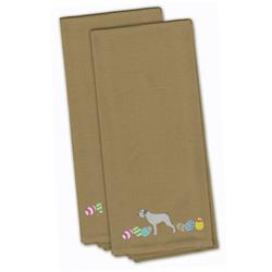 Picture of Carolines Treasures CK1645TNTWE German Wirehaired Pointer Easter Tan Embroidered Kitchen Towel - Set of 2