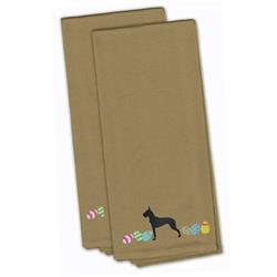 Picture of Carolines Treasures CK1649TNTWE Great Dane Easter Tan Embroidered Kitchen Towel - Set of 2