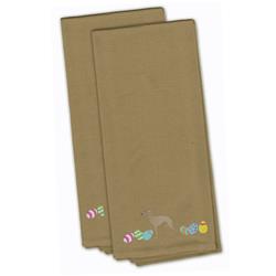 Picture of Carolines Treasures CK1655TNTWE Italian Greyhound Easter Tan Embroidered Kitchen Towel - Set of 2