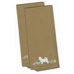 Maltese Easter Tan Embroidered Kitchen Towel - Set of 2