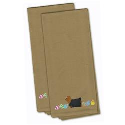 Picture of Carolines Treasures CK1695TNTWE Yorkie Yorkshire Terrier Easter Tan Embroidered Kitchen Towel - Set of 2