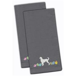 Picture of Carolines Treasures CK1592GYTWE Afghan Hound Easter Gray Embroidered Kitchen Towel - Set of 2