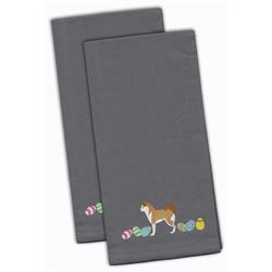 Picture of Carolines Treasures CK1595GYTWE Akita Easter Gray Embroidered Kitchen Towel - Set of 2