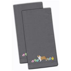 Picture of Carolines Treasures CK1601GYTWE Australian Shepherd Easter Gray Embroidered Kitchen Towel - Set of 2