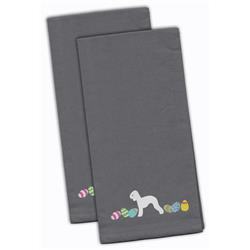 Picture of Carolines Treasures CK1606GYTWE Bedlington Terrier Easter Gray Embroidered Kitchen Towel - Set of 2