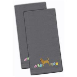 Picture of Carolines Treasures CK1612GYTWE Bloodhound Easter Gray Embroidered Kitchen Towel - Set of 2