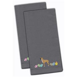 Picture of Carolines Treasures CK1615GYTWE Boxer Easter Gray Embroidered Kitchen Towel - Set of 2