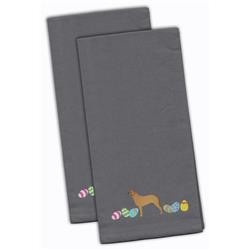 Picture of Carolines Treasures CK1619GYTWE Bullmastiff Easter Gray Embroidered Kitchen Towel - Set of 2