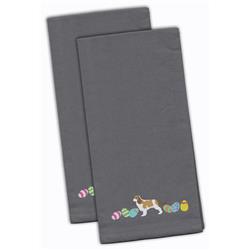 Picture of Carolines Treasures CK1622GYTWE Cavalier Spaniel Easter Gray Embroidered Kitchen Towel - Set of 2