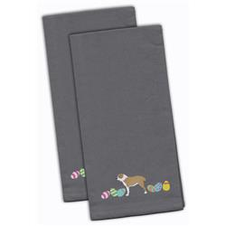 Picture of Carolines Treasures CK1623GYTWE Central Asian Shepherd Easter Gray Embroidered Kitchen Towel - Set of 2