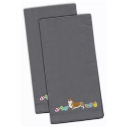 Picture of Carolines Treasures CK1629GYTWE Corgi Easter Gray Embroidered Kitchen Towel - Set of 2