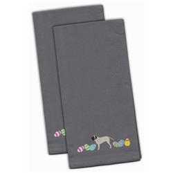 Picture of Carolines Treasures CK1638GYTWE English Mastiff Easter Gray Embroidered Kitchen Towel - Set of 2