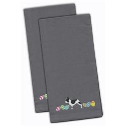 Picture of Carolines Treasures CK1642GYTWE French Bulldog Easter Gray Embroidered Kitchen Towel - Set of 2