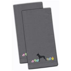 Picture of Carolines Treasures CK1649GYTWE Great Dane Easter Gray Embroidered Kitchen Towel - Set of 2