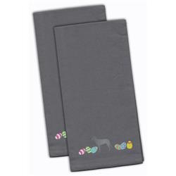 Picture of Carolines Treasures CK1653GYTWE Irish Wolfhound Easter Gray Embroidered Kitchen Towel - Set of 2