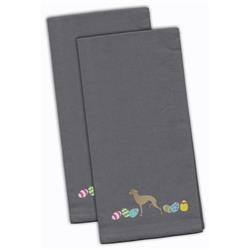 Picture of Carolines Treasures CK1655GYTWE Italian Greyhound Easter Gray Embroidered Kitchen Towel - Set of 2