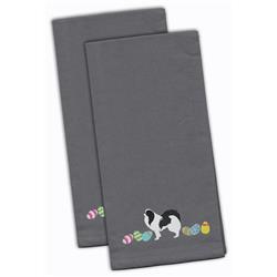 Picture of Carolines Treasures CK1658GYTWE Japanese Chin Easter Gray Embroidered Kitchen Towel - Set of 2