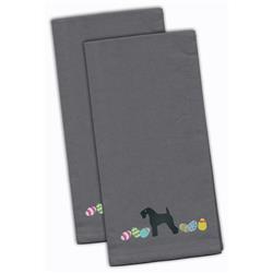 Picture of Carolines Treasures CK1659GYTWE Kerry Blue Terrier Easter Gray Embroidered Kitchen Towel - Set of 2